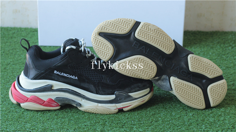 Balenciaga 2017 Fall Winter Washed Old Show Sneaker Black Red